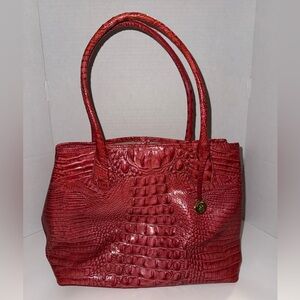 BRAHMIN quite luxury brass hardware exotic leather clean interior shoulder bag